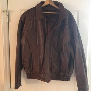 brown leather jacket